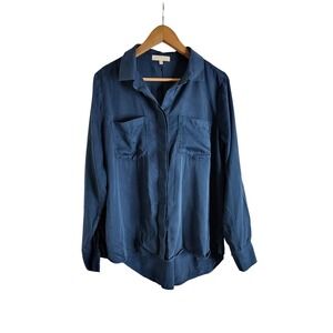 Side Stitch Los Angeles Navy Blue Lyocell Button Down Shirt A382677 Mens M